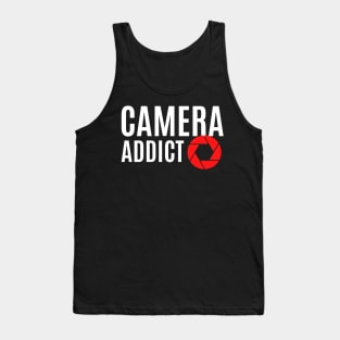 White Camera Addict and red aperture design for photographers and camera enthusiasts Tank Top